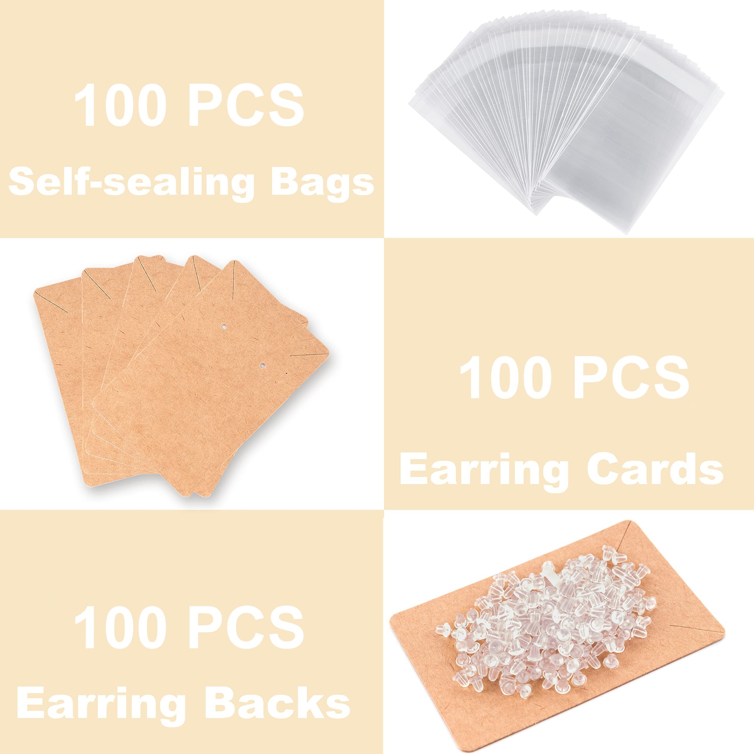 100pcs Earring Cards Earring Holder Cards With 100pcs Packing Bags, Earring  Display Cards For Earrings Necklace Display And Jewelry Packaging