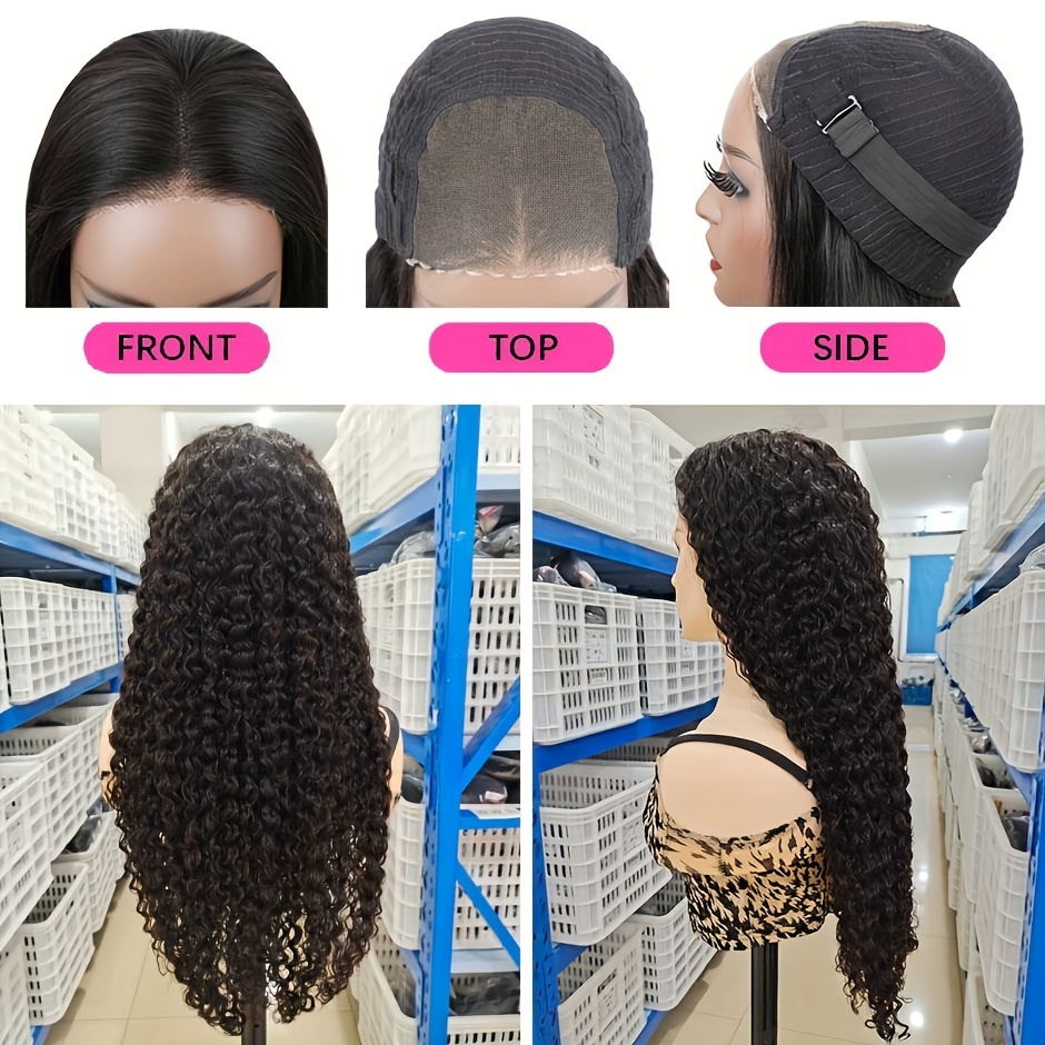 Deep Wave 4x4 Lace Closure Wig 180% Density Wear Go Wigs New - Temu