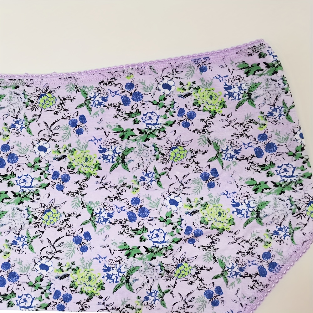 Floral Print Briefs Comfy Breathable Bow Tie Intimates - Temu