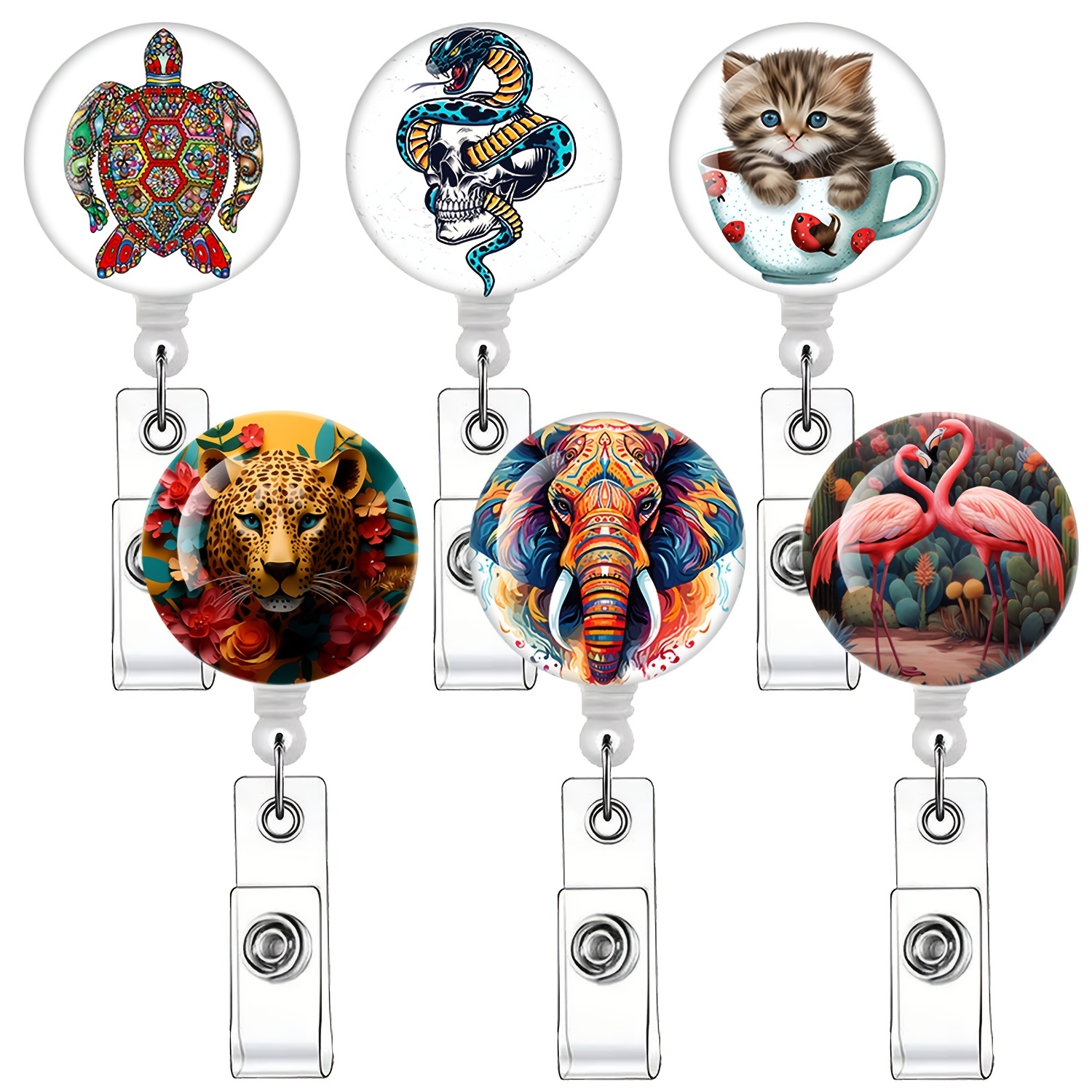 6Pcs Funny Dog Badge Reel Cute Cat Nurse Retractable Badge Reel Holders Fit  Nurses,Doctors,Teachers,ID Card Holders And Student Business Meeting School  Office.3.2*1.28inc