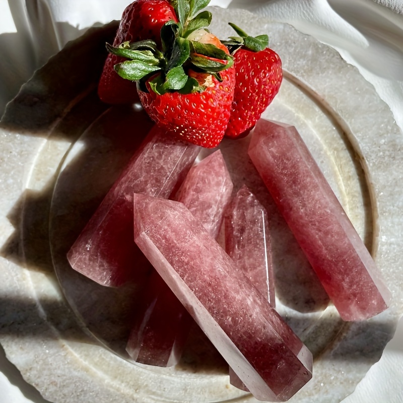 Strawberry Quartz Hexagonal Column Healing Crystal Wand