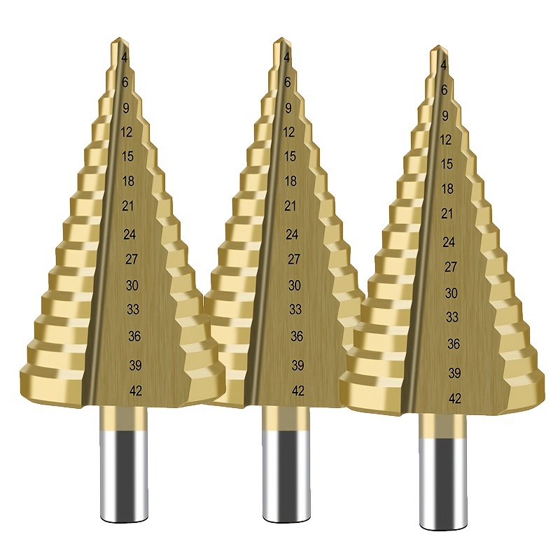 

Multifunctional Drill Bits 4-42 Step Drill High-speed Steel Round Shank Titanium-plated Pagoda Drill Bits