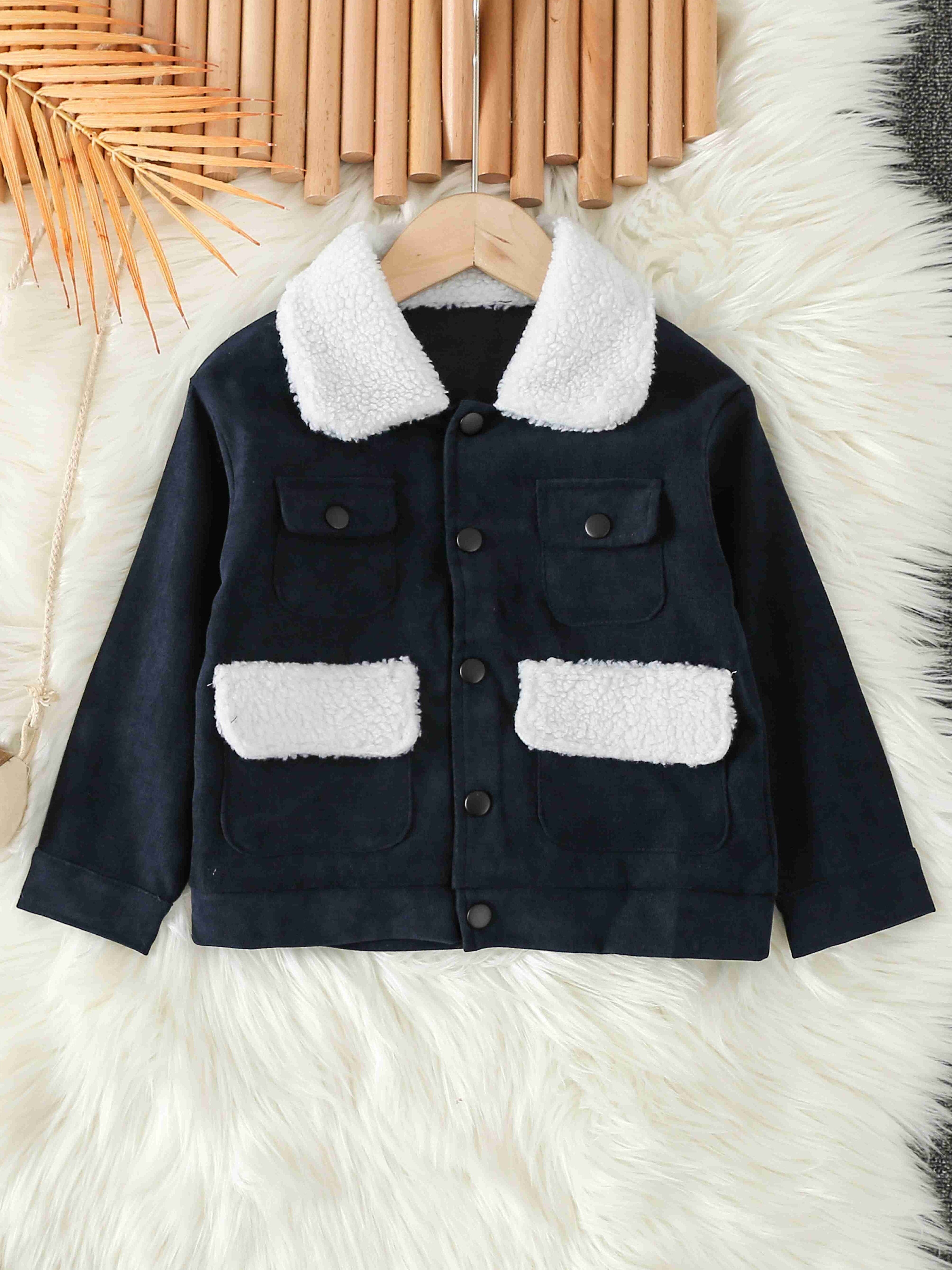 Girls Sherpa Fleece Lined Pu Leather Motorcycle Collared - Temu