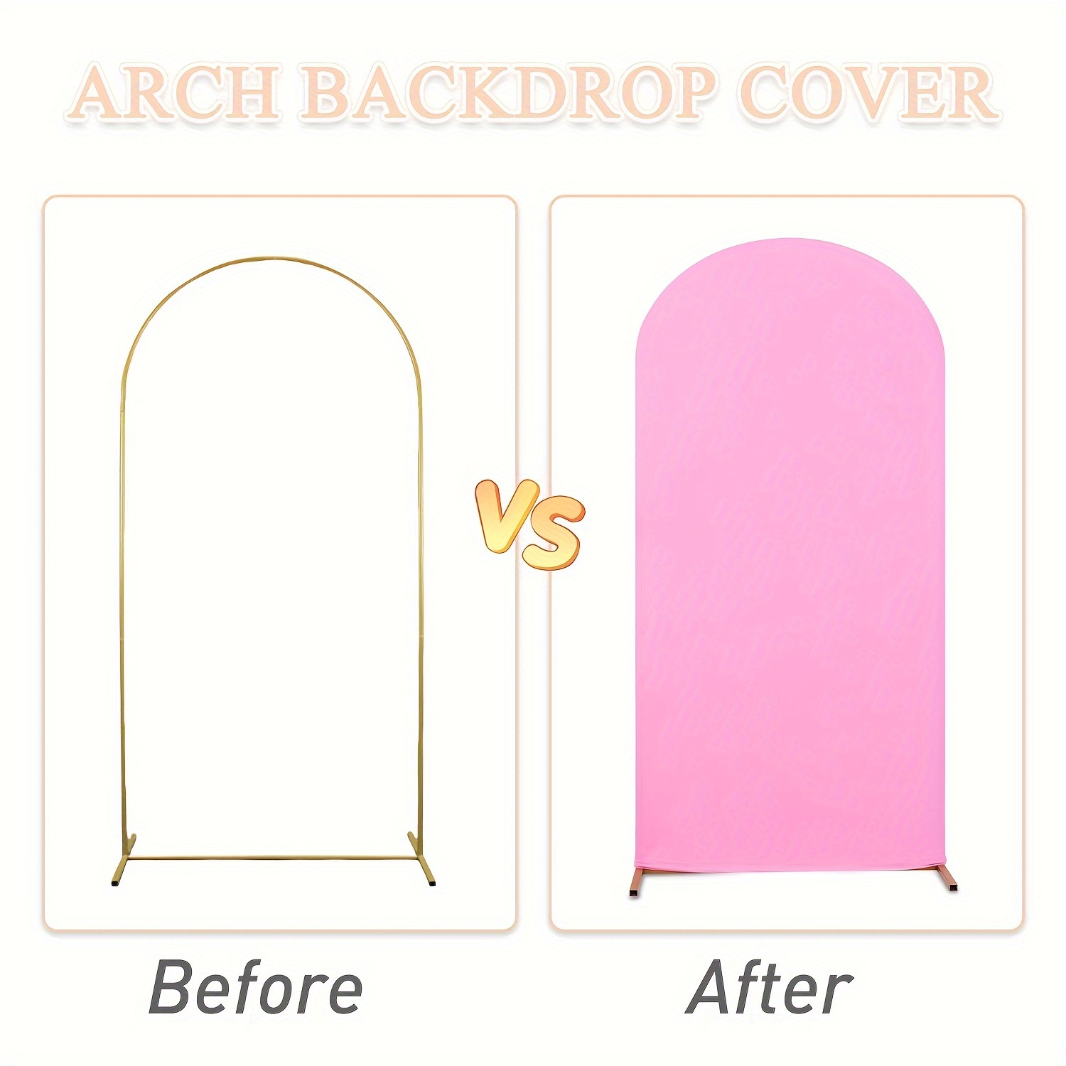 White Arch Backdrop Stand Frame Double-sided Fabric Spandex Cover Elastic  Arched Chiara Wall Panel Round Party Photo Birthday Shower Wedding 