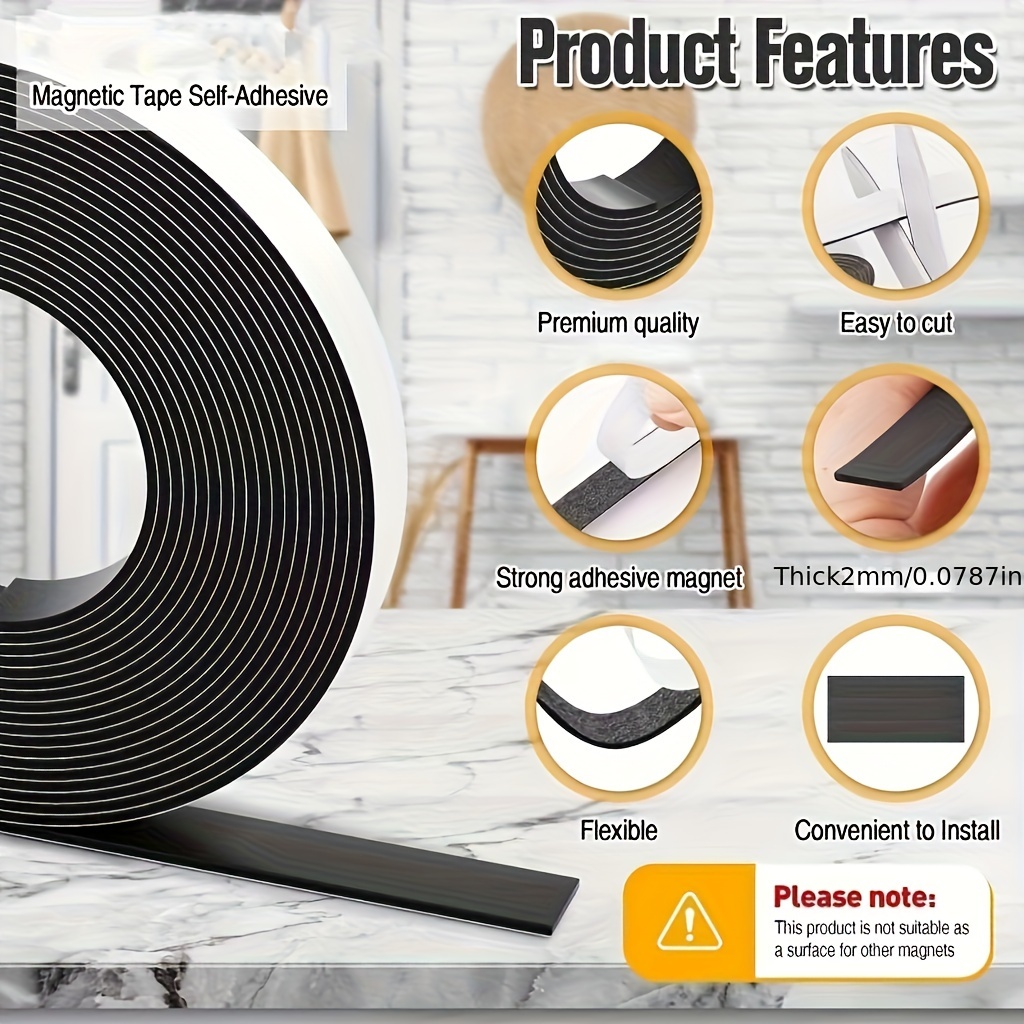 Magnetic Tape Strong Self Adhesive Flexible Magnetic Strip - Temu