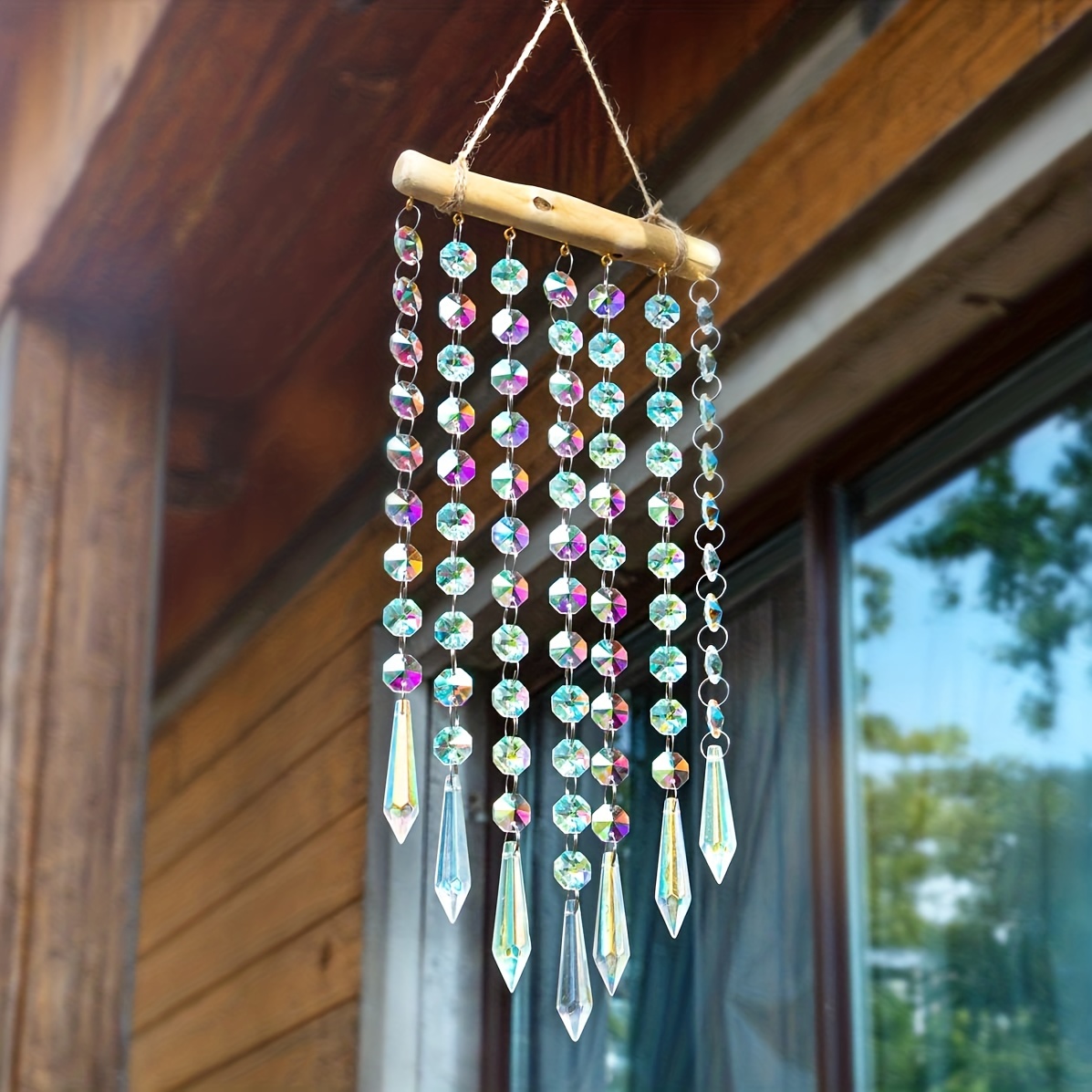  Hanging Crystal Prism Suncatcher Window Garden Decoration  Ornament Rainbow Glass Beads Chain Pendant Crystal Wind Chimes : Patio,  Lawn & Garden
