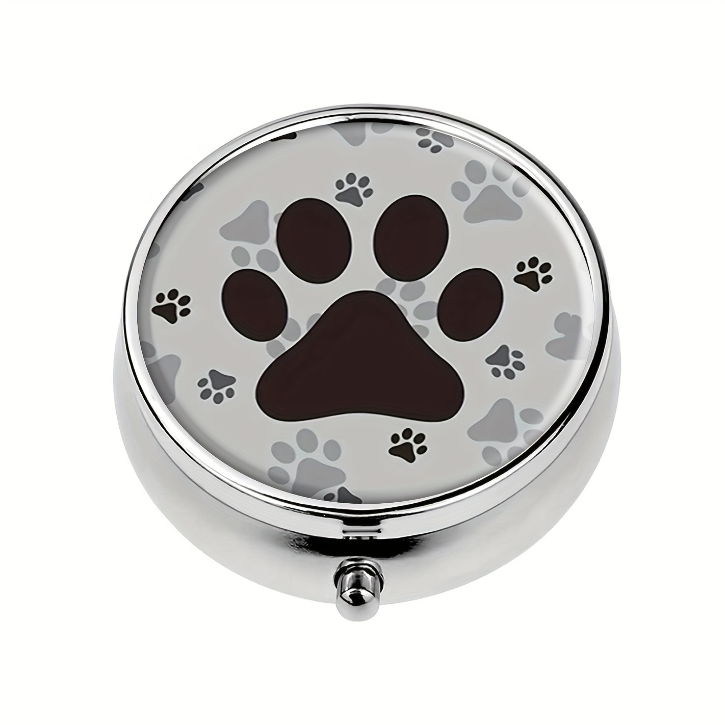 Animal Footprints Pattern Round Pill Box 3 Compartment Mini - Temu