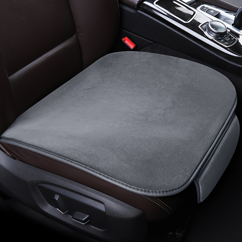 1pc Short Plush Car Seat Cushion Without Backrest, Winter Embroidery Warm  Single Piece Front Driver & Rear Seat Pad