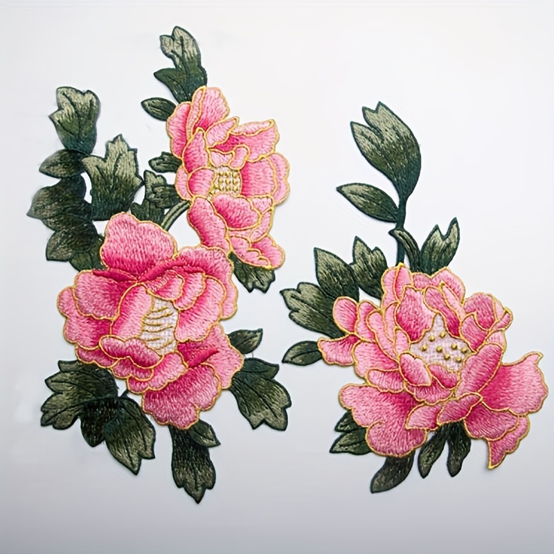 

2pcs/set Pink Orange Rose Red Water Soluble Flower Embroidery Patch Cloth Stickers Skirt Patches Stickers Embroidered Applique Clothing Accessories Sewing Accessories