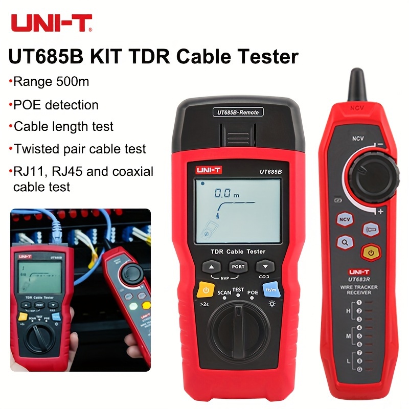 Tester De Cablu UNI-T TDR Detector De Cablu Cu Pereche Răsucită Detector De Secvență De Lungime A Cablului De Rețea POE Coaxial Adaptor De Mufă RJ11 RJ45 Contor Digital