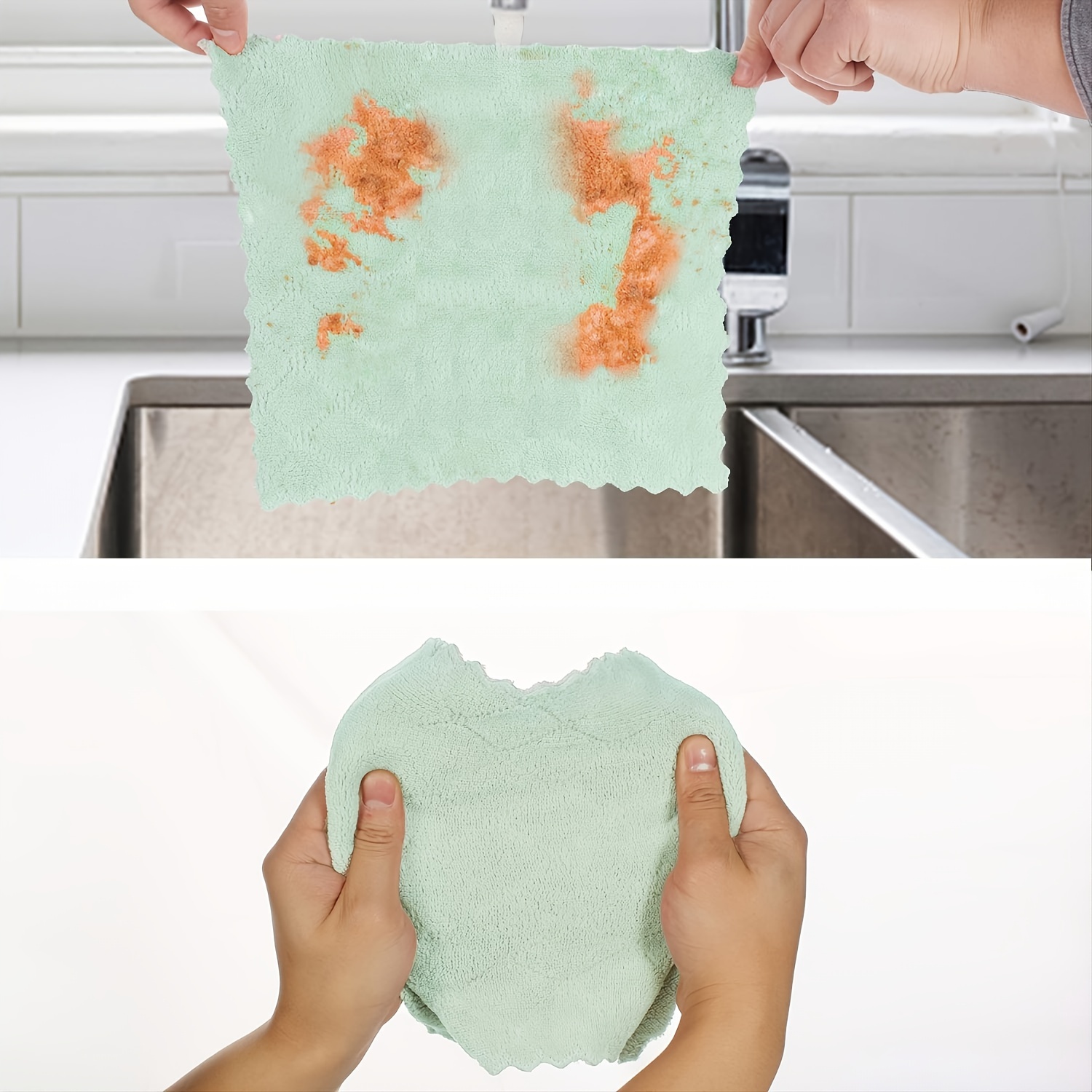 Kitchen Towels Cleaning Cloth - 9.8x9.8 in Dish Towels, Super Absorbent Coral Velvet Dish Cloths, Cleaning Supplies for Cleaning Kitchen Tableware (10