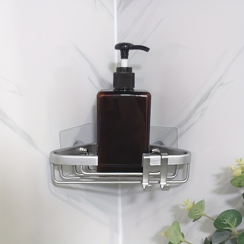 1Pcs Razor Holder with H Hooks Loofah Bath Sponge Towel Razor Holder for Bathroom  Shower Kitchen Adhesive or Wall Mounted, Aluminum, Rustfree,Sturdy,Black