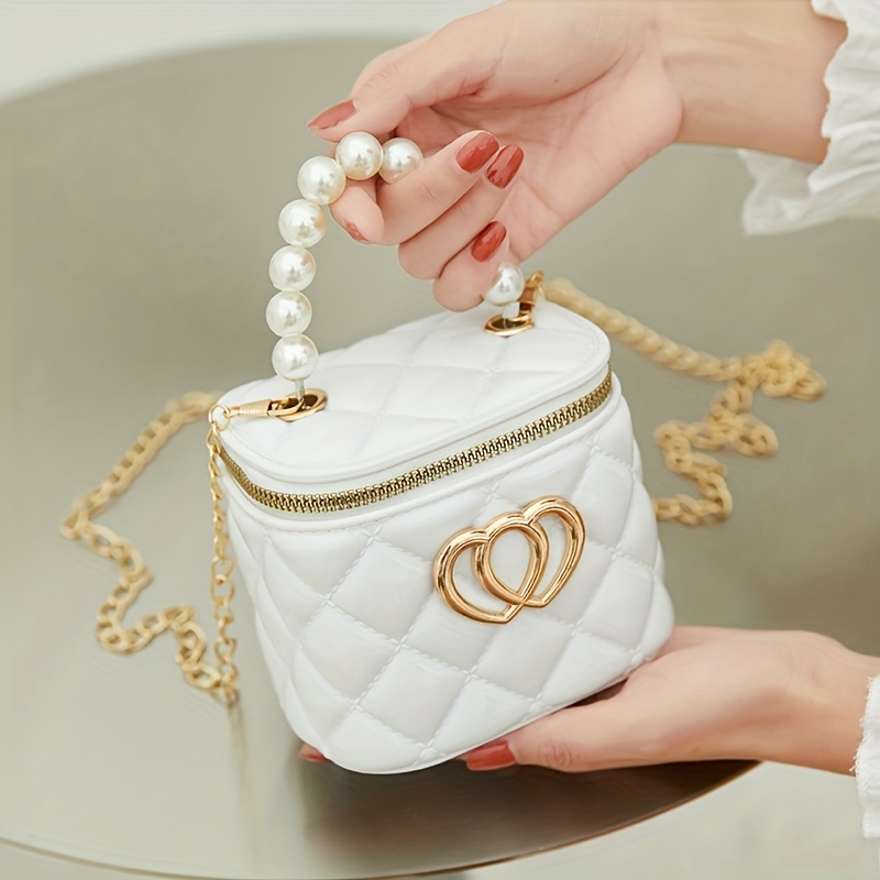 Letter Embroidery Square Bag Chain Decor Double Handle Purse Fashion Shoulder  Bag For Women, High-quality & Affordable