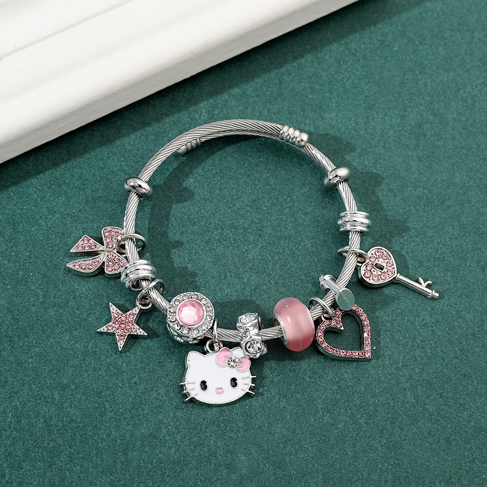 Kawaii Hello Kitty Bracelet Small Fresh Crystal - Temu