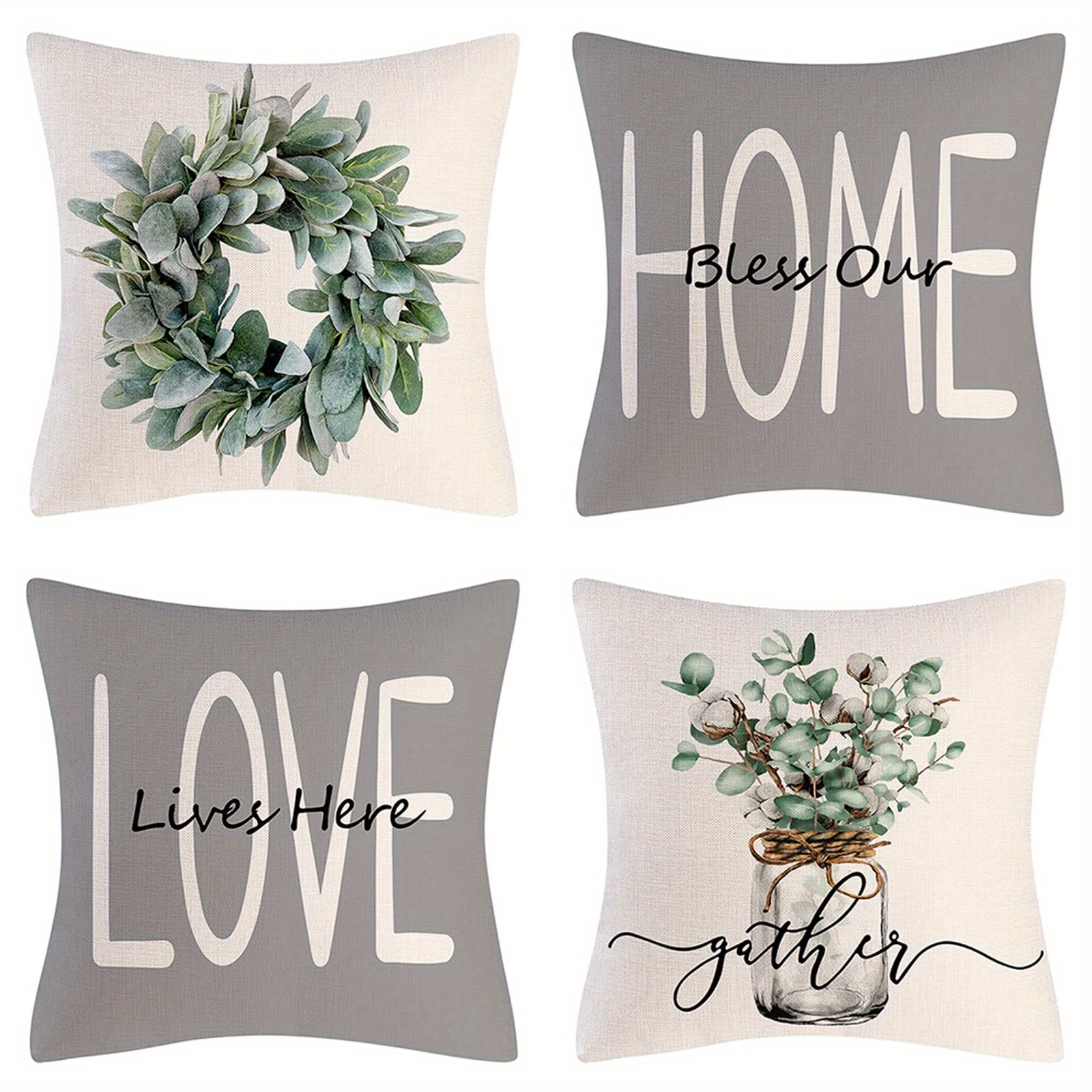 Home Sweet Home Eucalyptus Wreath Throw Pillow Covers Bless - Temu