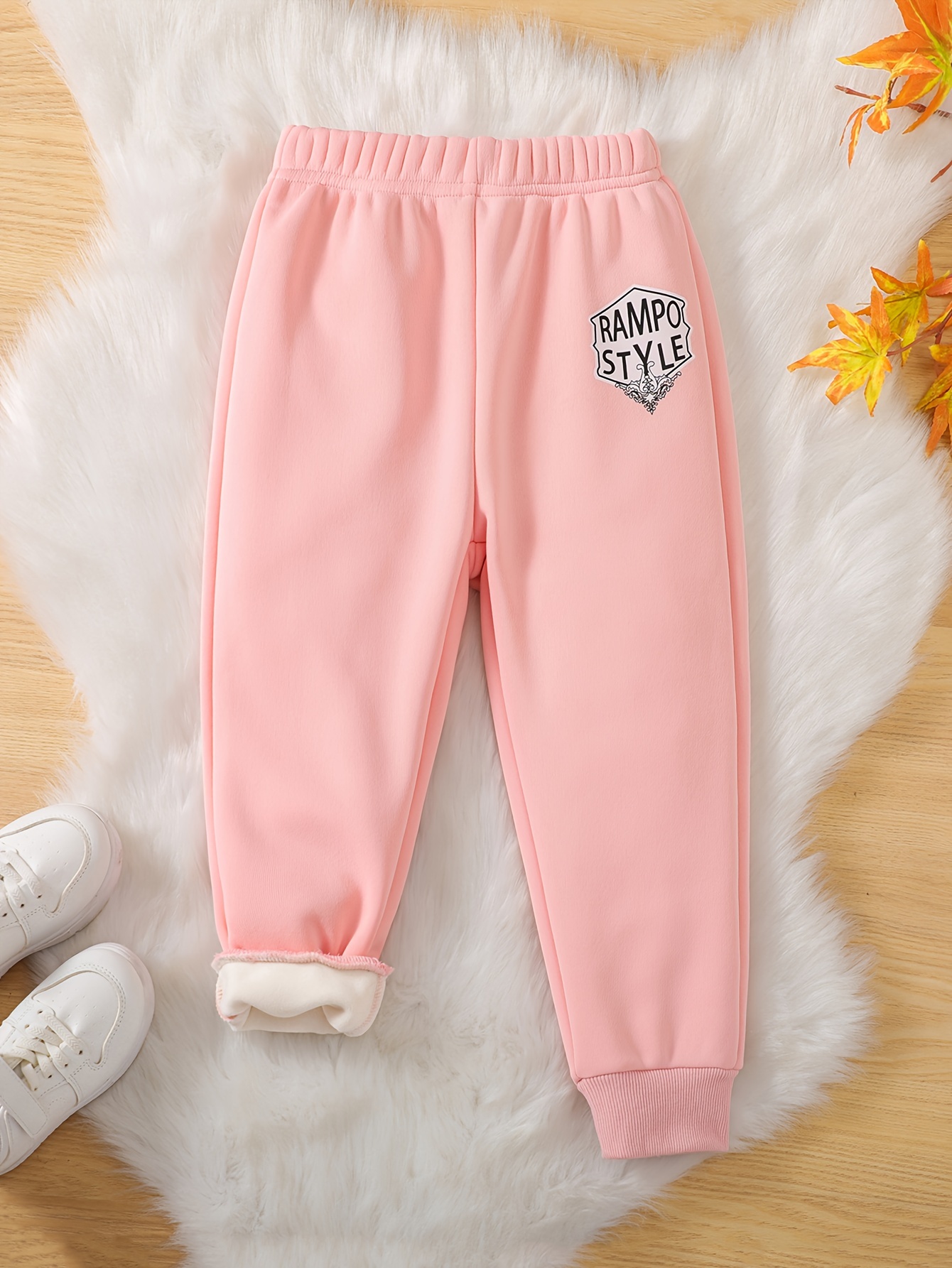 Girls Vibrant Cute Letter Print Thick Thermal Line Casual - Temu