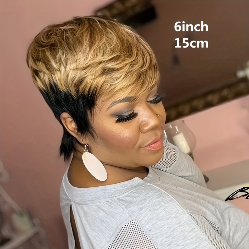 Short Pixie Cut Wigs For Women Ombre Synthetic Straight Layered Wigs Short Bob Wigs For Women Color 6 Inch