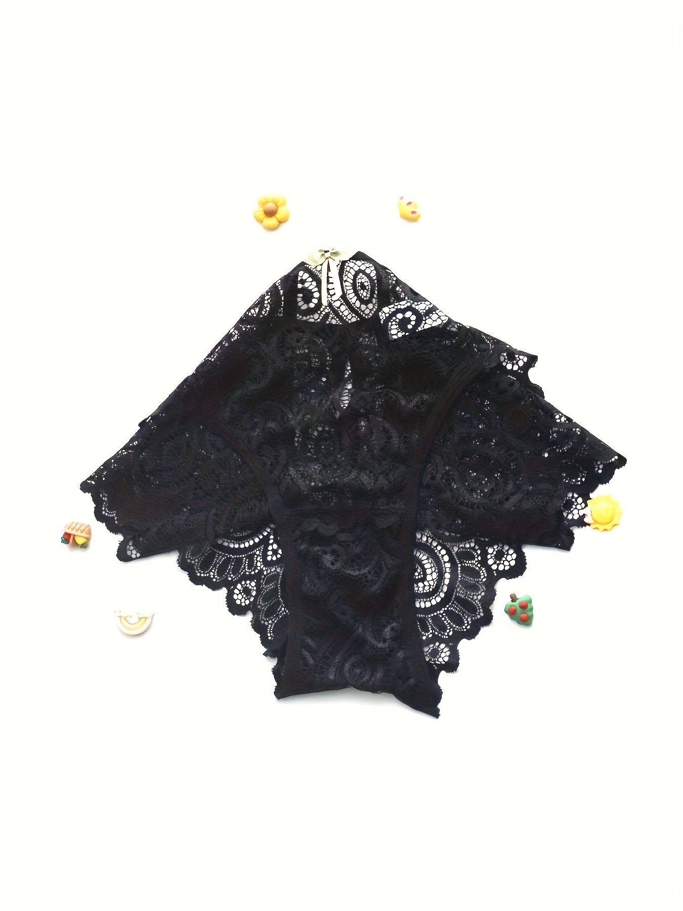 Contrast Lace Bow Hipster Panties Breathable Hollow Low - Temu Canada