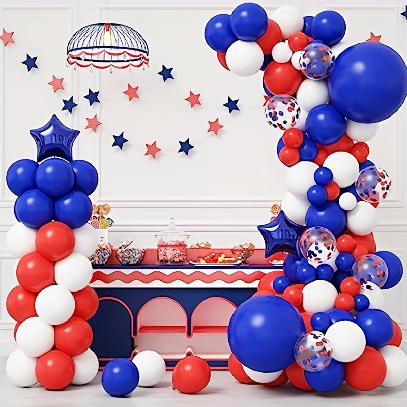 140pcs Red White And Blue Balloon Baseball Party Balloons Garland