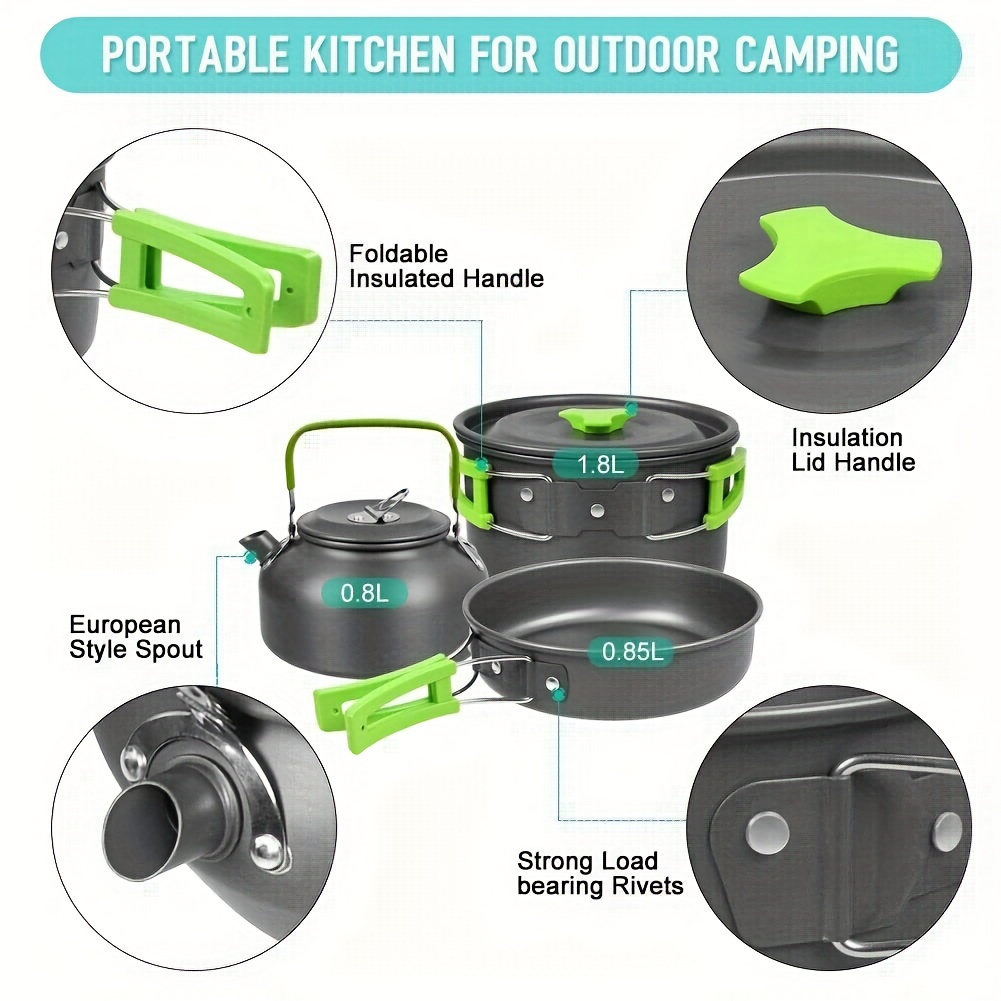 Koraman Aluminum Outdoor Camping Cookware Set, Folding Cookset