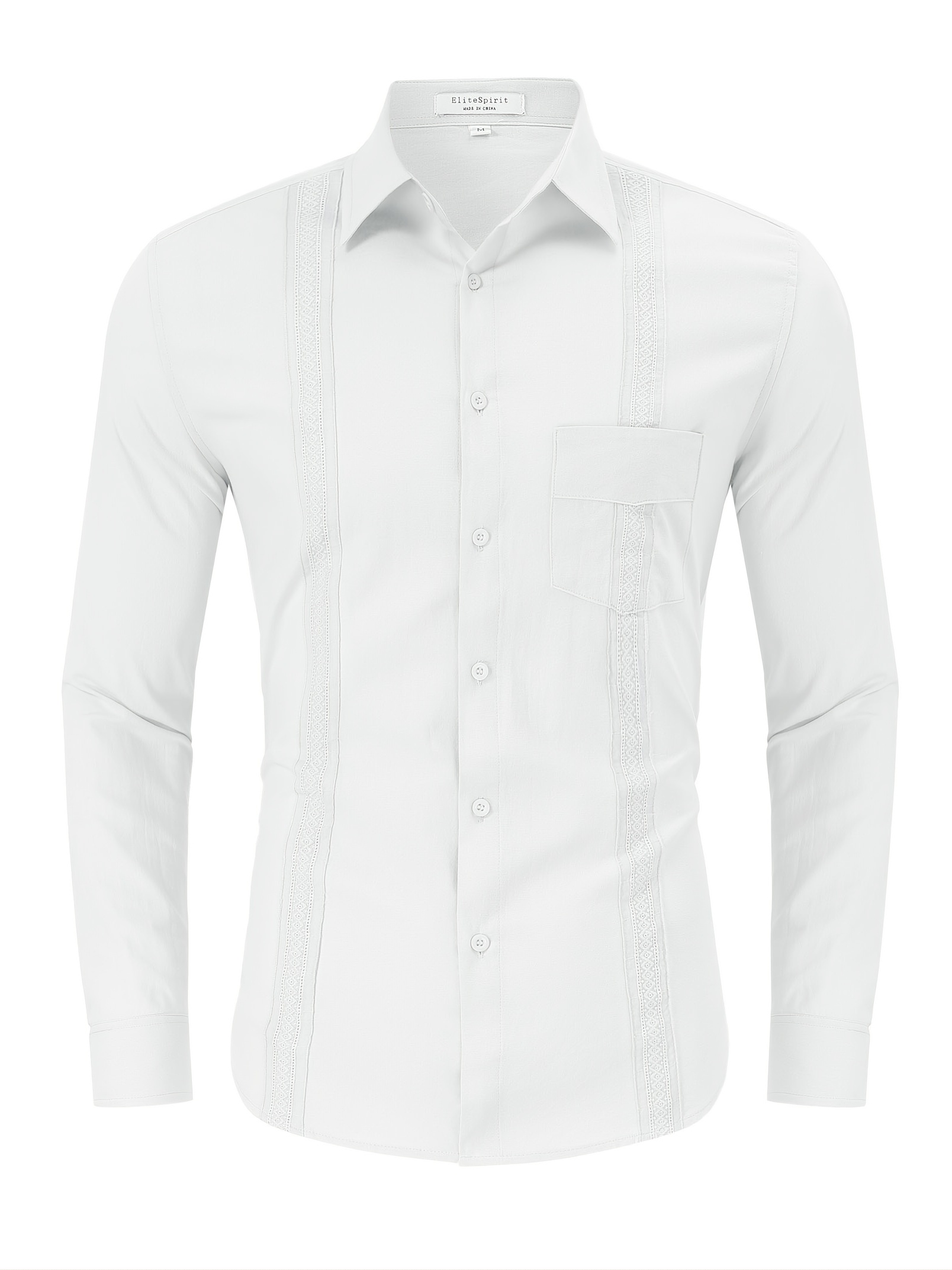 Men's Casual Cotton White Button Shirt Chest Pocket Male - Temu