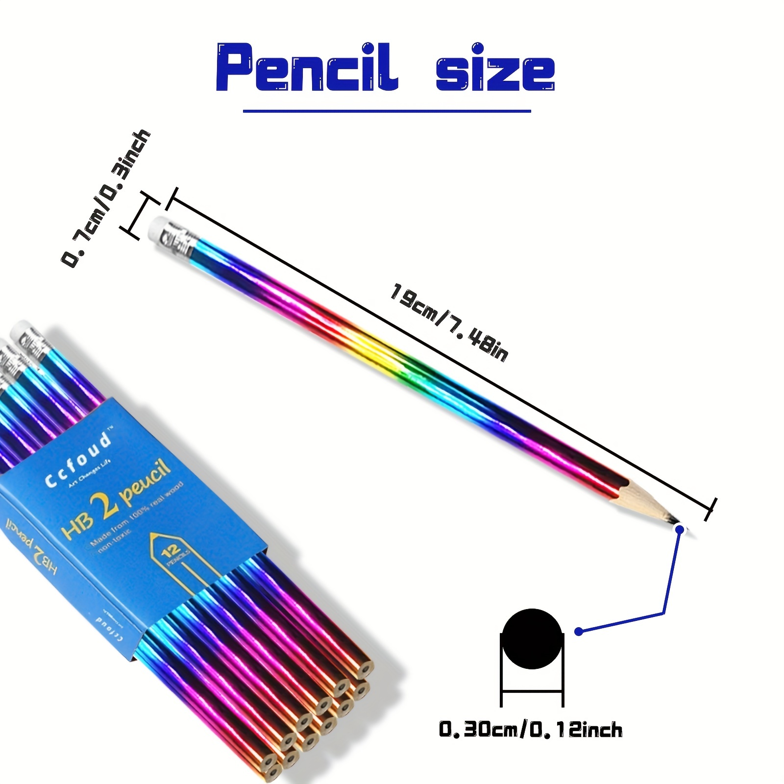 Rainbow Color Pencils for Kids Colorful Wood Pencils Rainbow Pencils Bright  Tie Dye Round Pencils with Eraser Top Pencils Fun Pencils for Kids Home