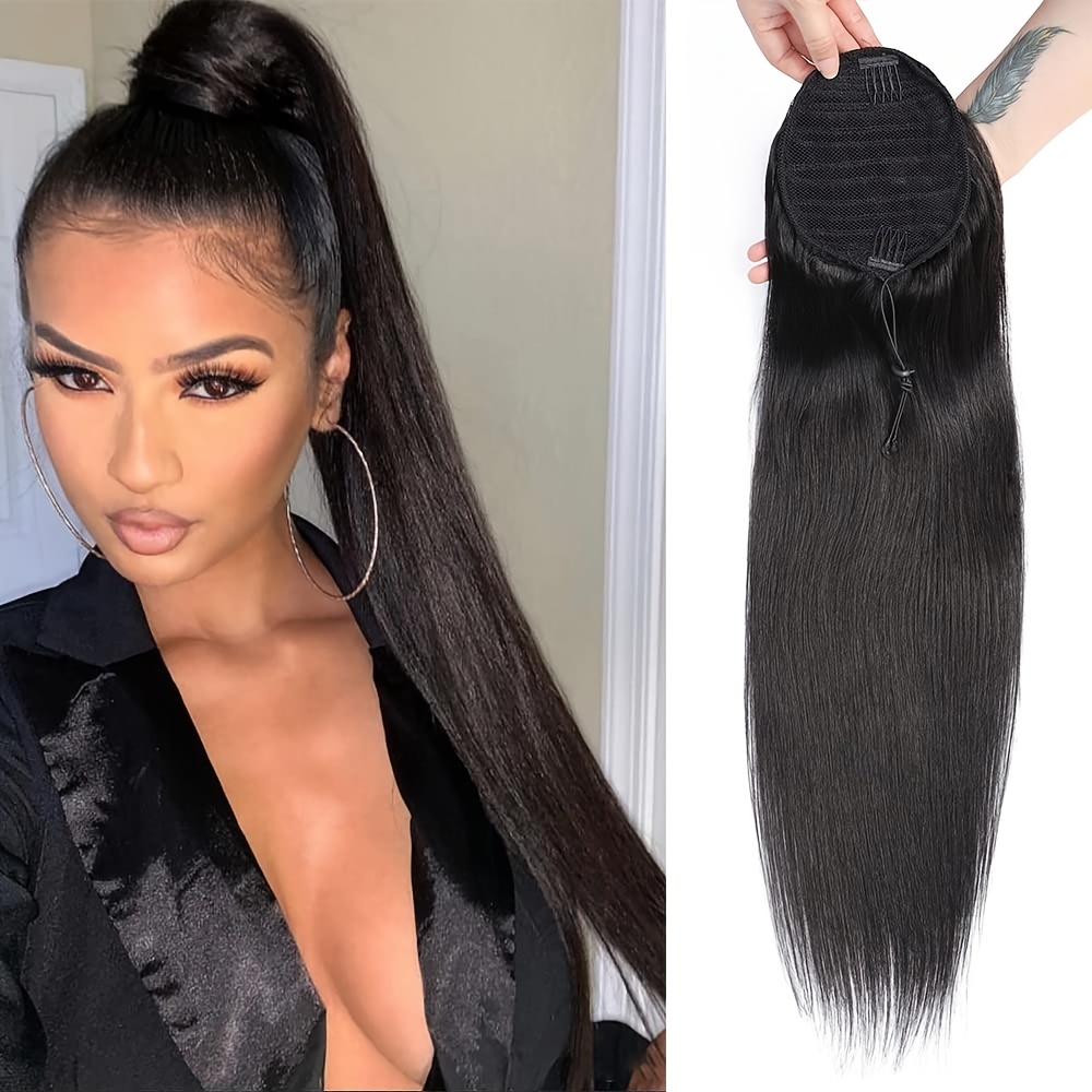 10a Human Hair Wigs Straight Ponytail Extension Human Hair Ponytail  Extension For Women Clip In Ponytail Hair 100g 150g Long Ponytail Remy  Natural Color - Beauty & Personal Care - Temu