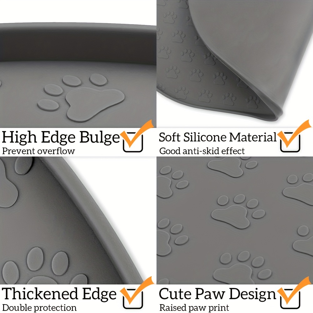 Round Dog Food Mat, Durable Silicone Paw Pattern Dog Feeding Mat, Non-slip  Leak Proof Pet Bowl Mat With Raised Edge, Pet Placemat - Temu