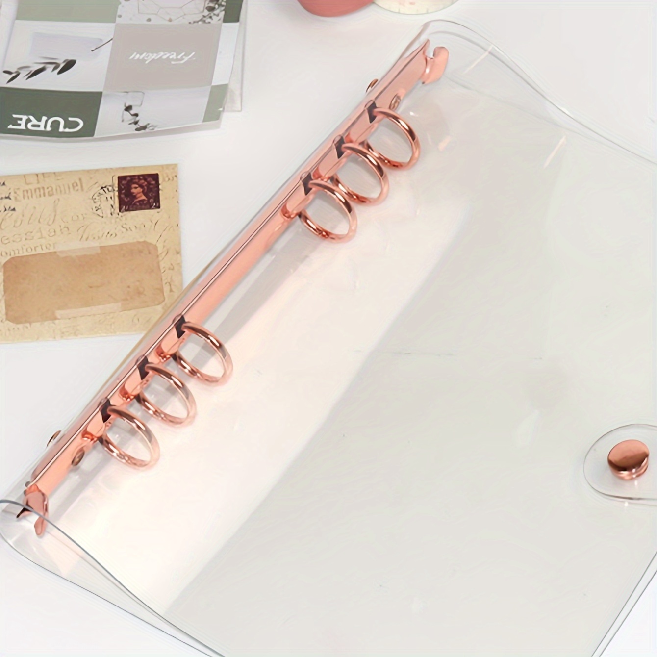 

1pc A5 A6 A7 Rose Golden Binder Case, Thickened Case, Six-hole Free And Flexible Replacement Inner Page Binder