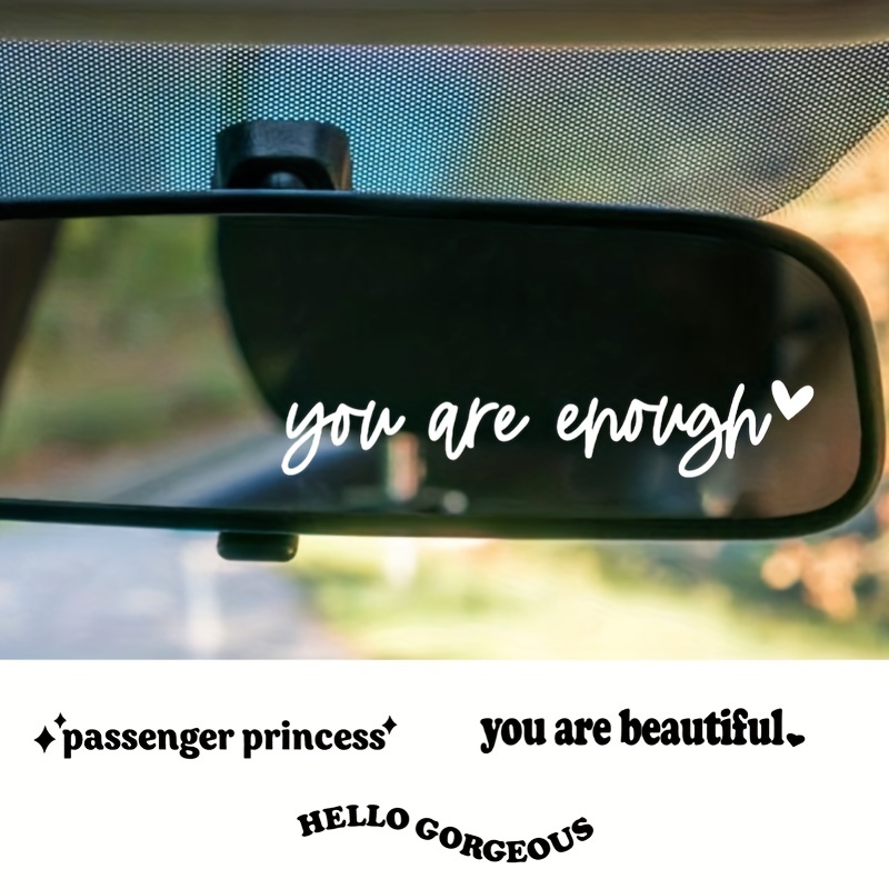 

Car Rear View Mirror Vinyl Sticker Decal Boost Your Self-care Motivational Quotes Decal Cute Girly Car Decor, A Perfect Gift For Your Girlfriend