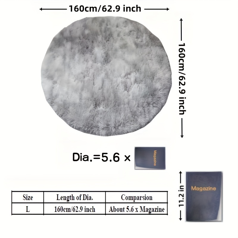 1pc Round Floor Mat - Non-slip Machine Washable Fluffy Mat, 100% Polyester, Light Grey & Black Grey, 31.4/47.2/62.9 Inch For Bedroom & Living Room Home Decor, Mat For Living Room