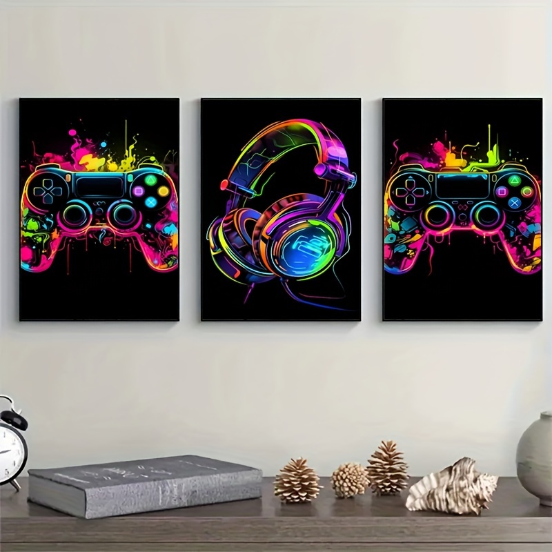 1pc Poster Neon Game Dipinto Su Tela Vibrante Per La Sala - Temu Italy