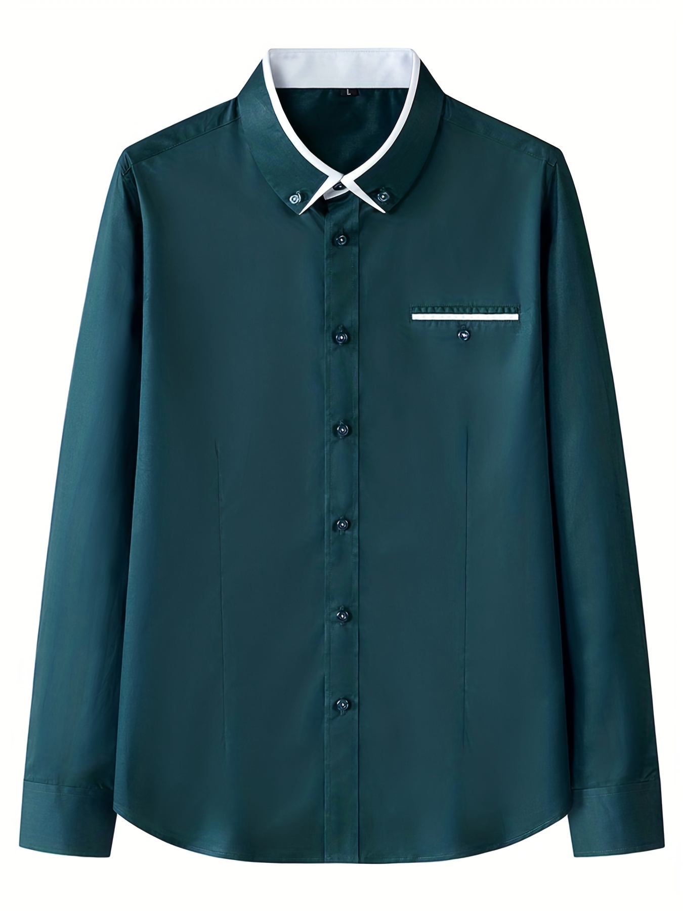 Cotton Blend Men's Shirt Top Lapel Long Sleeve Closure - Temu
