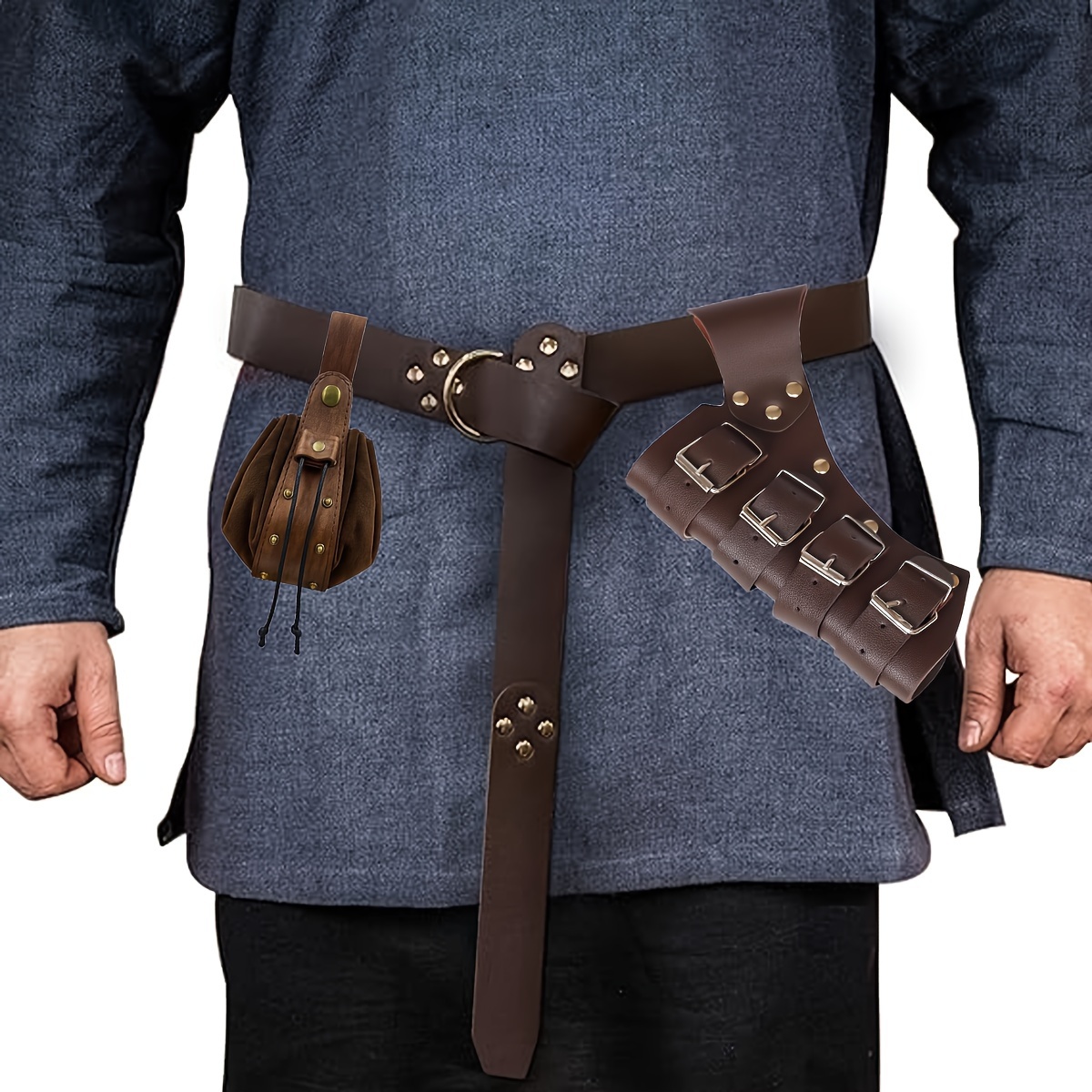 1 Set Renaissance Medieval Knight Viking Costume Props Set Exquisite Pu  Leather Embossed Pattern Belt Drawstring Pouch Bracers Halloween Christmas  Cosplay Costume Larp Party Play Decors Photography Props Stage Performance  Accessories 