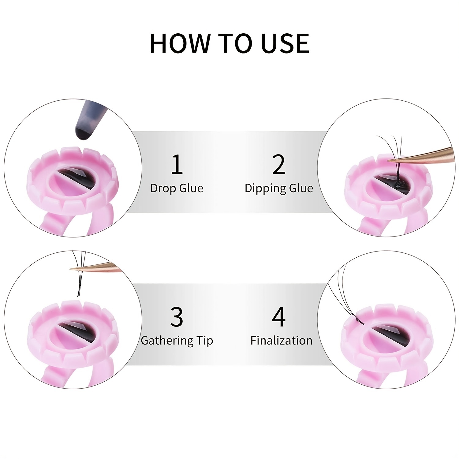 100 Easy Fanning Glue Cups for Volume Lashes - Smart Glue Rings