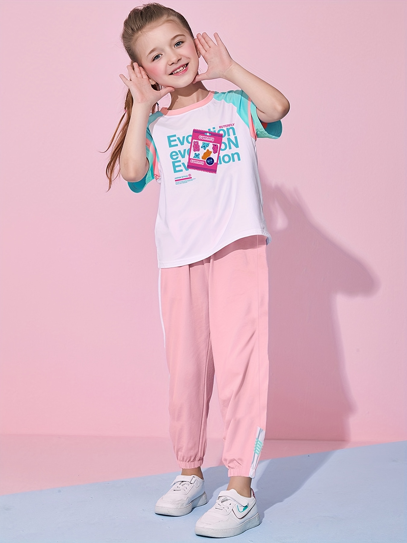 Pantalones para niño pequeño Parches Frase Casual, Moda de Mujer