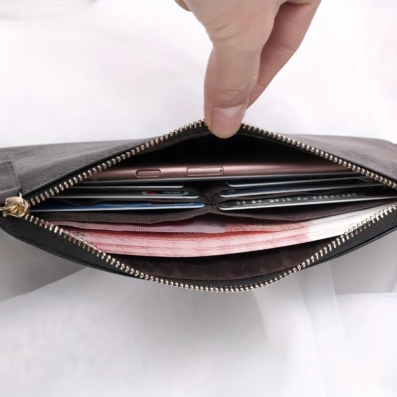 Zipper Retro Long Wallet, Versatile Portable Card Slot Purse