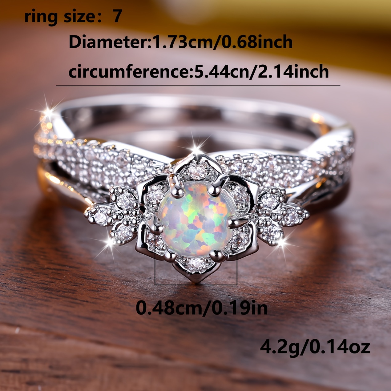 Retro Palace Style Rhinestone Lace Opal Ring Set for Women