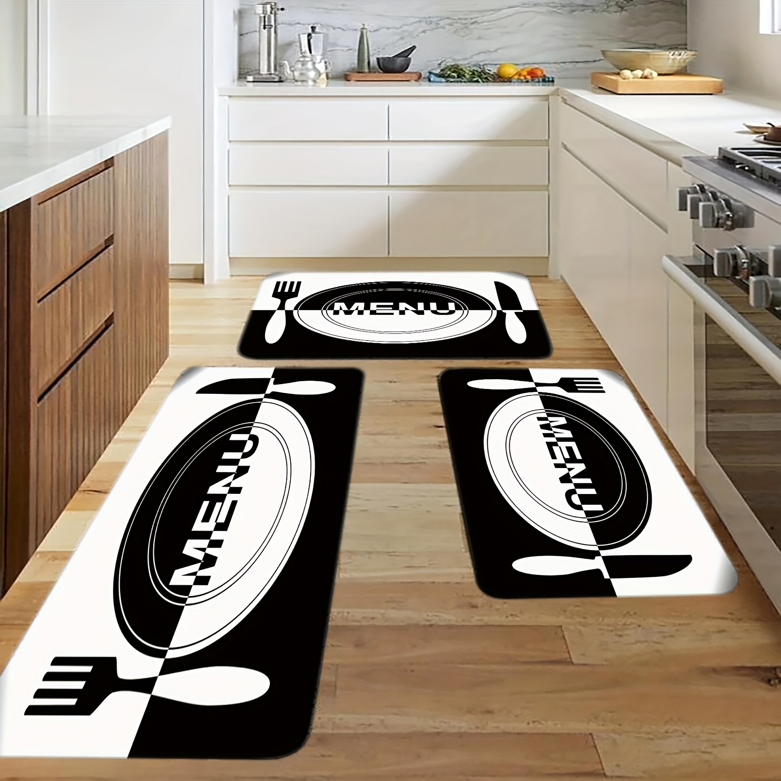 KITCHEN RUG Washable Decorative Kitchen Area Mat Knife and 