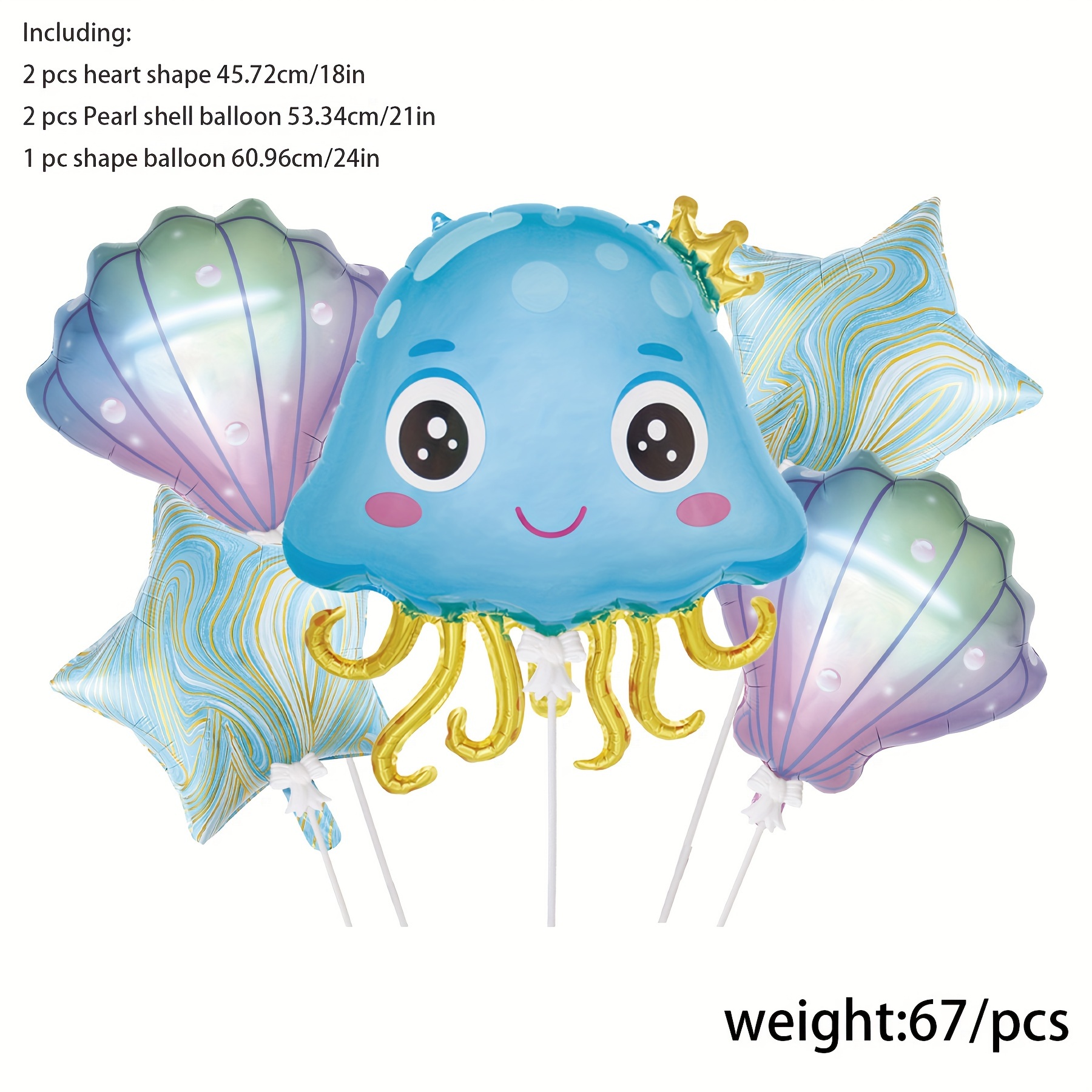5pcs Set Marine Life Balloon Starfish Crab Hippocampus Happy