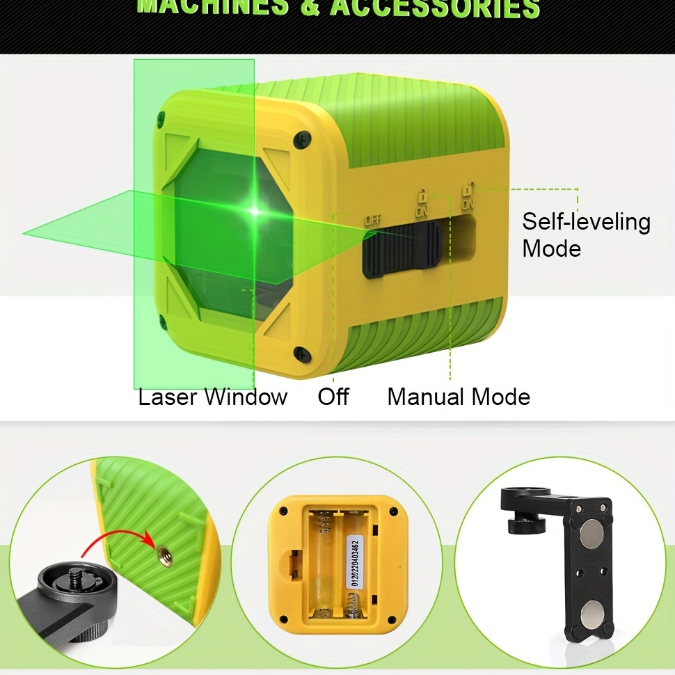 Huepar 1pc 8 Lines Self-Leveling Laser Level - Professional Green Beam  Cross Line Laser with 360-Degree Coverage & Pulse Modes!