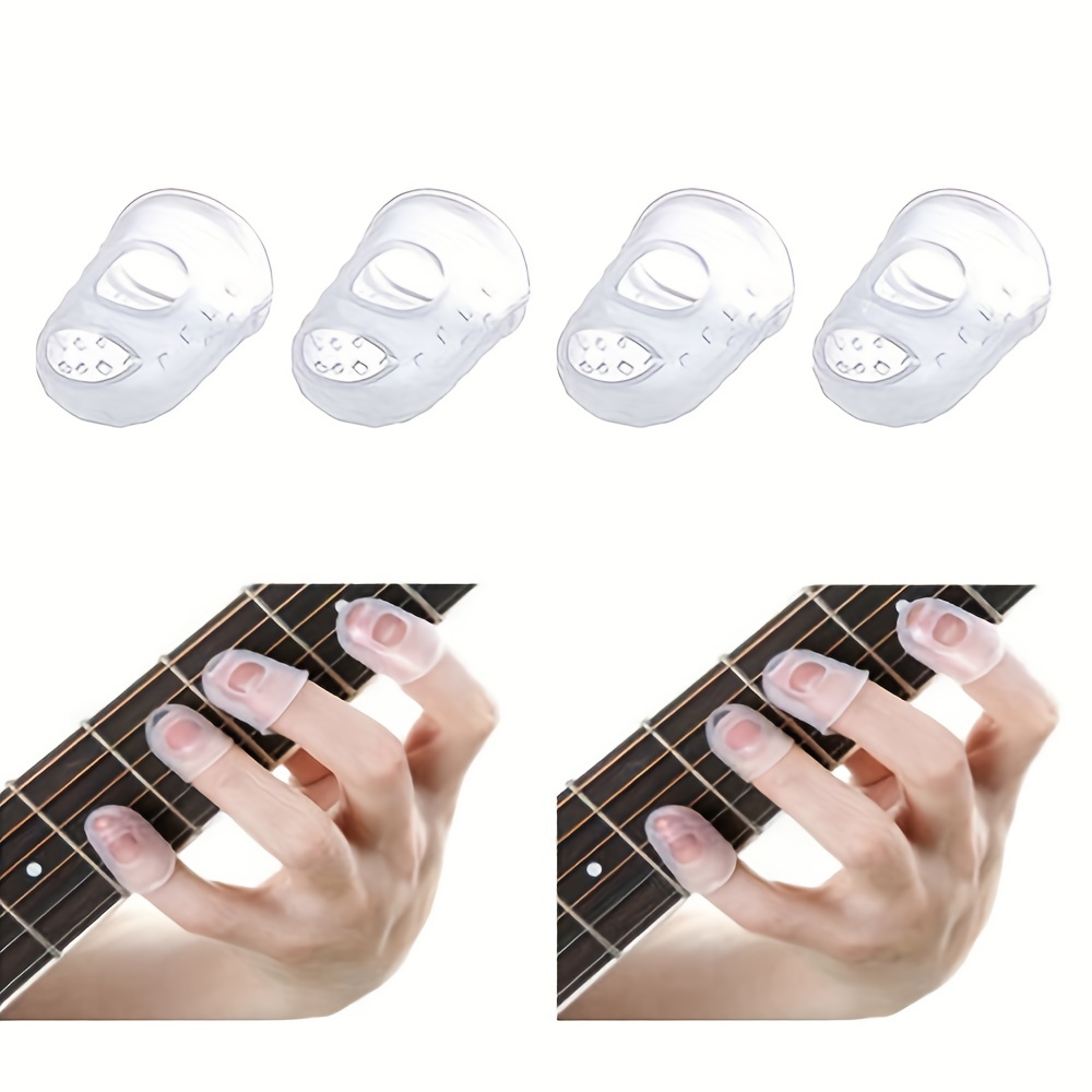 4 pièces protecteurs du bout des doigts pour guitare silicone