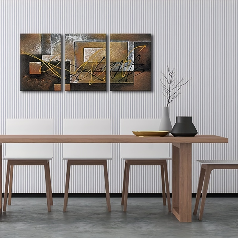 3 Pcs, Stampe Su Tela Moderne, Immagine Di Paesaggio Marrone Astratto,  Dipinto Ad Olio Su Tela, Opera D'Arte Per Soggiorno Camera Da Letto Cucina