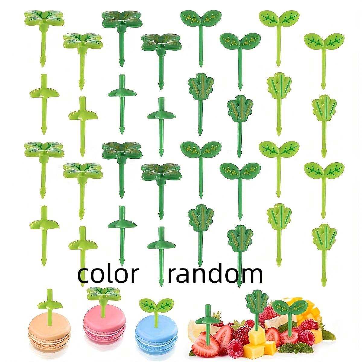 Mini Cartoon Food Picks Fruit Forks Toothpick Leaves Plastic - Temu