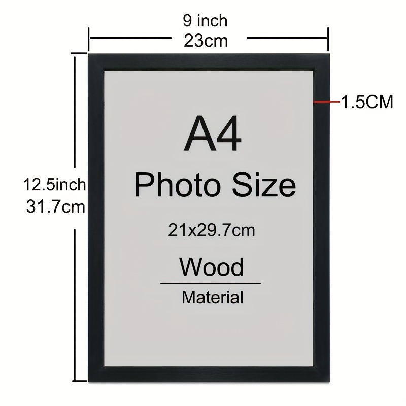 2pcs A4 8x12'' Black Wood Picture Frame, 21x30CM Document Frames Dual  Purpose Put And Hang Photo Frame (Without Paper)