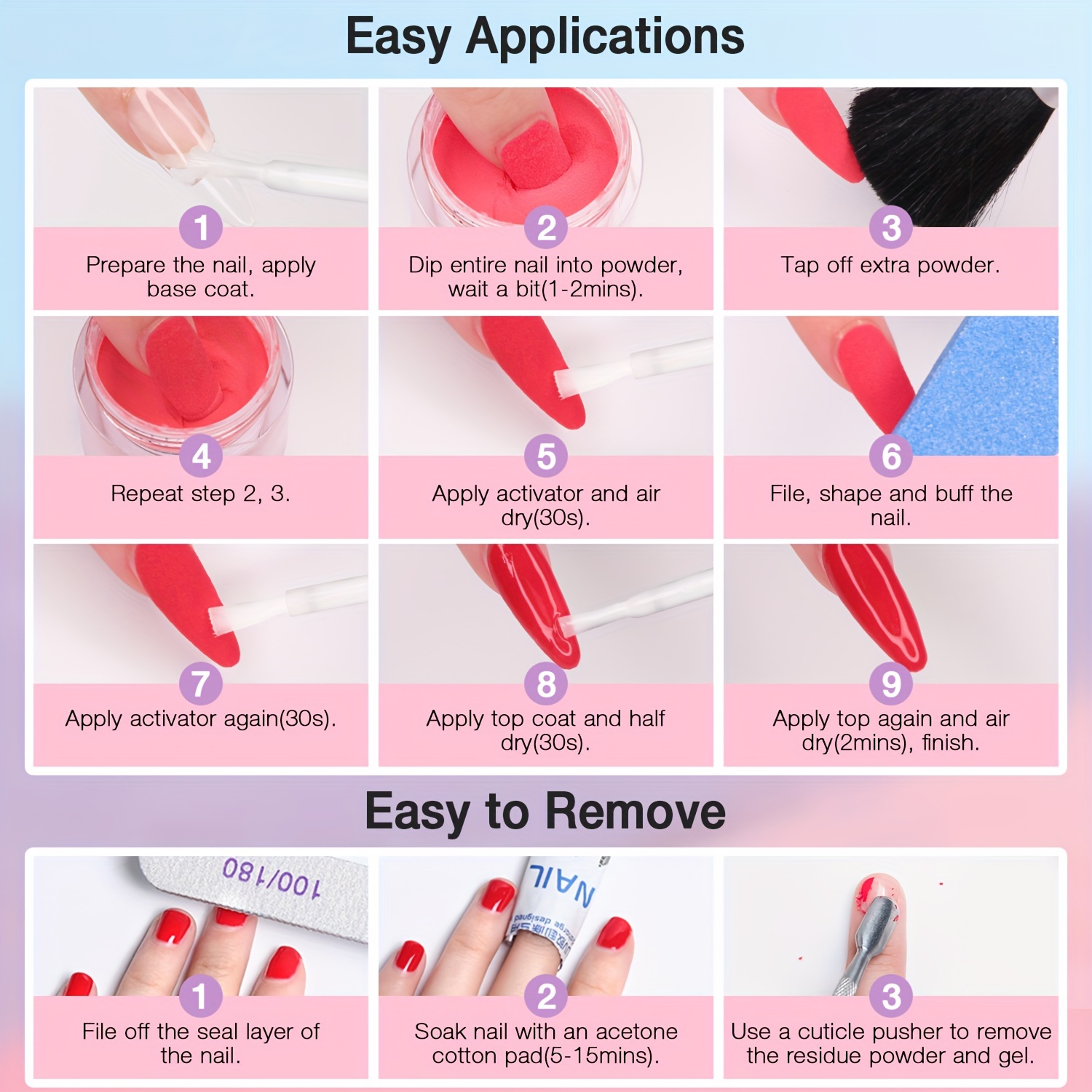 33pcs Dip Powder Nail Kit: 24 Colors + Base Top Coat Activator