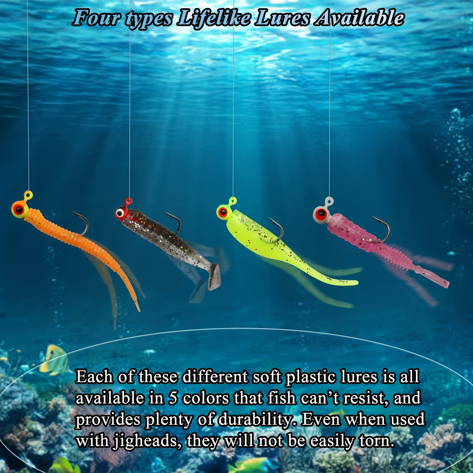 100Pcs Soft Fishing Lures Rubber Baits Kit Soft Bionic Swimming