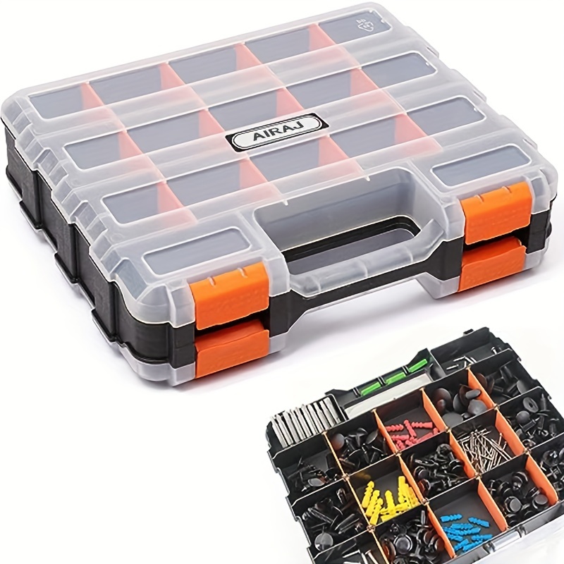 

1 Set Small Parts Organizer, 34-compartments Double Side Parts Organizer With Removable Dividers For Hardware, Screws, Bolts, Nails, Beads, Jewelry & More By Stalwart