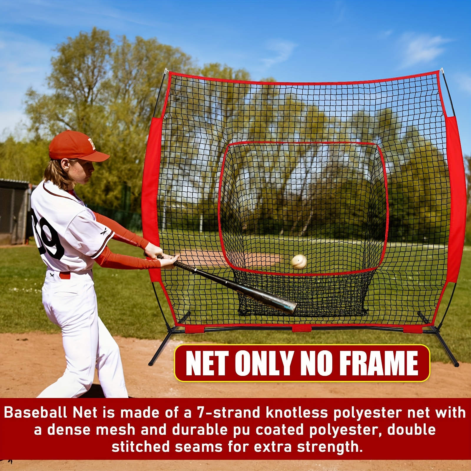 Baseball & Softball Replacement Net 7 Strand Heavy Duty Knotless Polyester