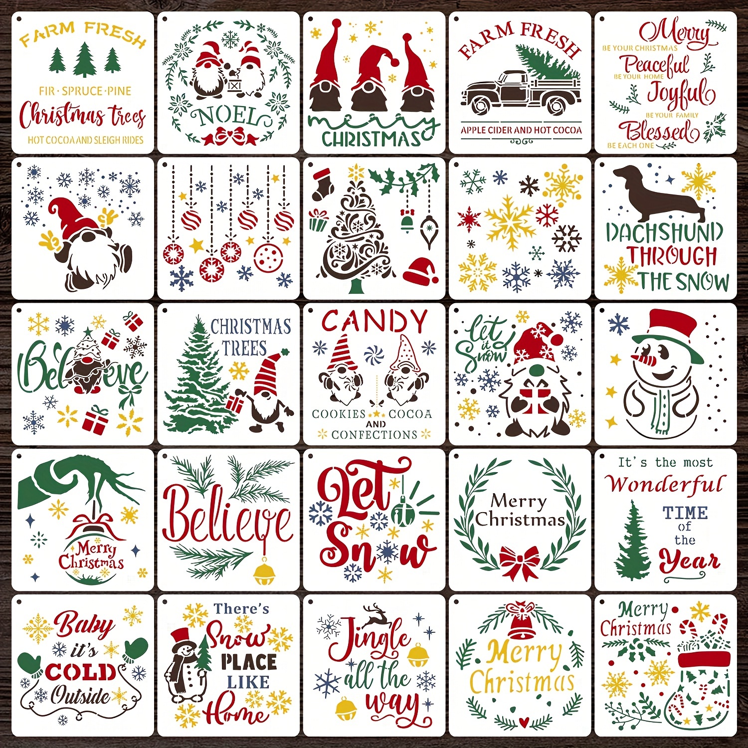 Santa Christmas Stencils For Painting On Wood Tray Crafts - Temu